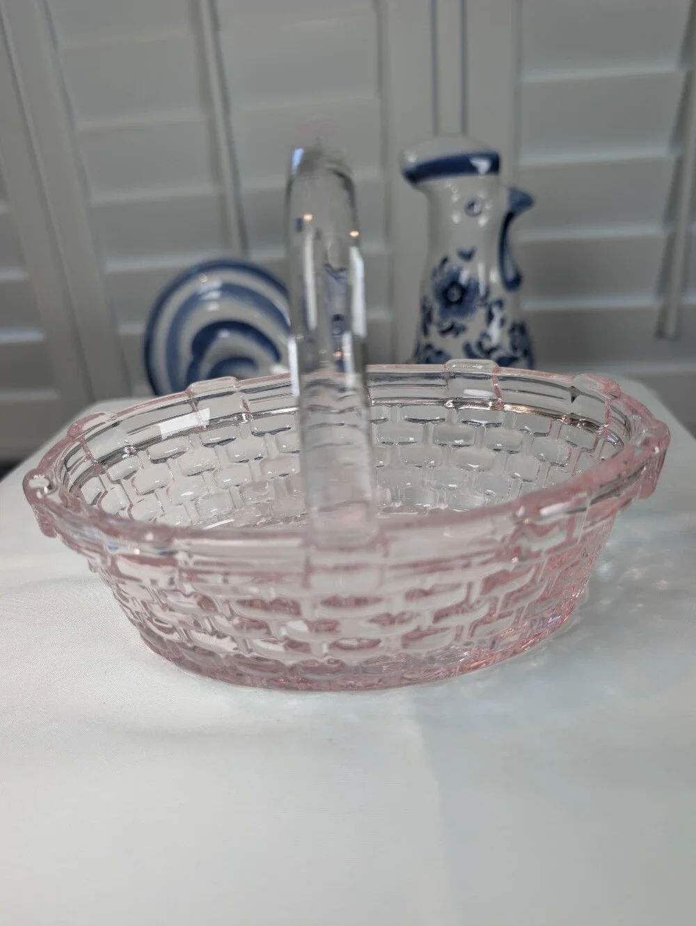 Pink Glass Basket Serving Bowl - Home Bath